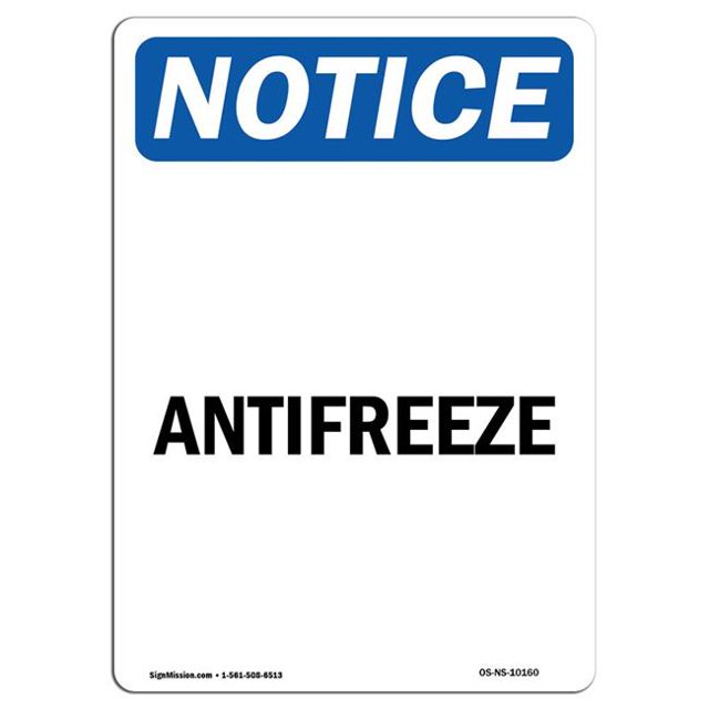 SignMission OS-NS-A-1218-V-10160 12 x 18 Po Panneau d'Affichage OSHA - Antigel