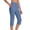 Blue 1, variant on Linen Trousers Womens Cropped Drawstring Elastic Waist Wide Leg Carpi Trousers for Women UK Solid Color Plus Size Loose Fit Ladies Lounge Pants with Pockets Lightweight Casual Holiday Beach Pants