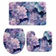 thumbnail image 2 of Vintage Pink Purple Flower Bathroom Rugs Set Hydrangea Leaf Gradient Watercolor Non Slip Absorbent Soft Bath Mats 3 Piece Set with Bathroom Rug, U-Shaped Floor Mat, Toilet Seat Cover Small Size, 2 of 9