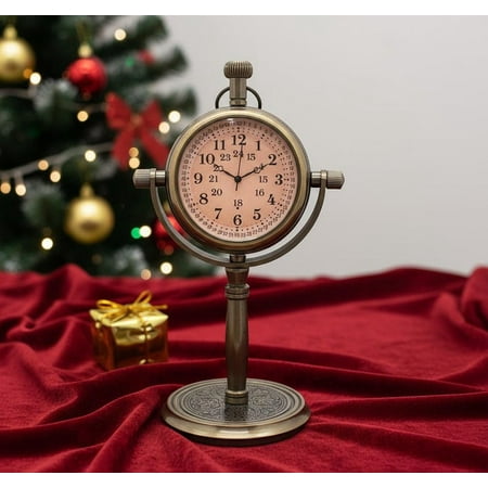 Engraved Brass Desk Clock, Antique Office Clock, Personalized Western Wedding Gift, Custom 30th Anniversary Keepsake, Timeless Vintage Décor