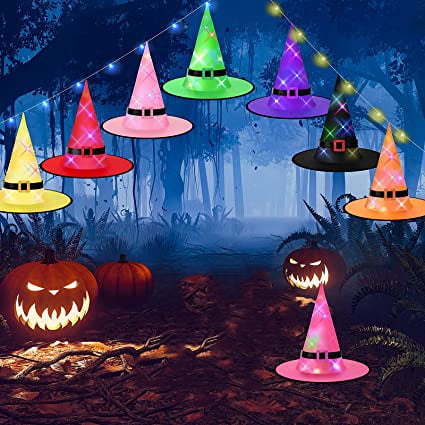 Black, National Tree ​ Halloween Lantern with LED Lights Halloween Collection 16 inches RAH-YG179335-1 Carved Images of Witches and Cobwebs