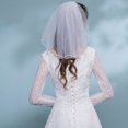 thumbnail image 1 of Velo de niña de las flores de fibra de poliéster de un solo nivel, 40 cm con peine, velo corto para niña para fiesta de boda, edición perla, blanco lechoso, 1 of 1