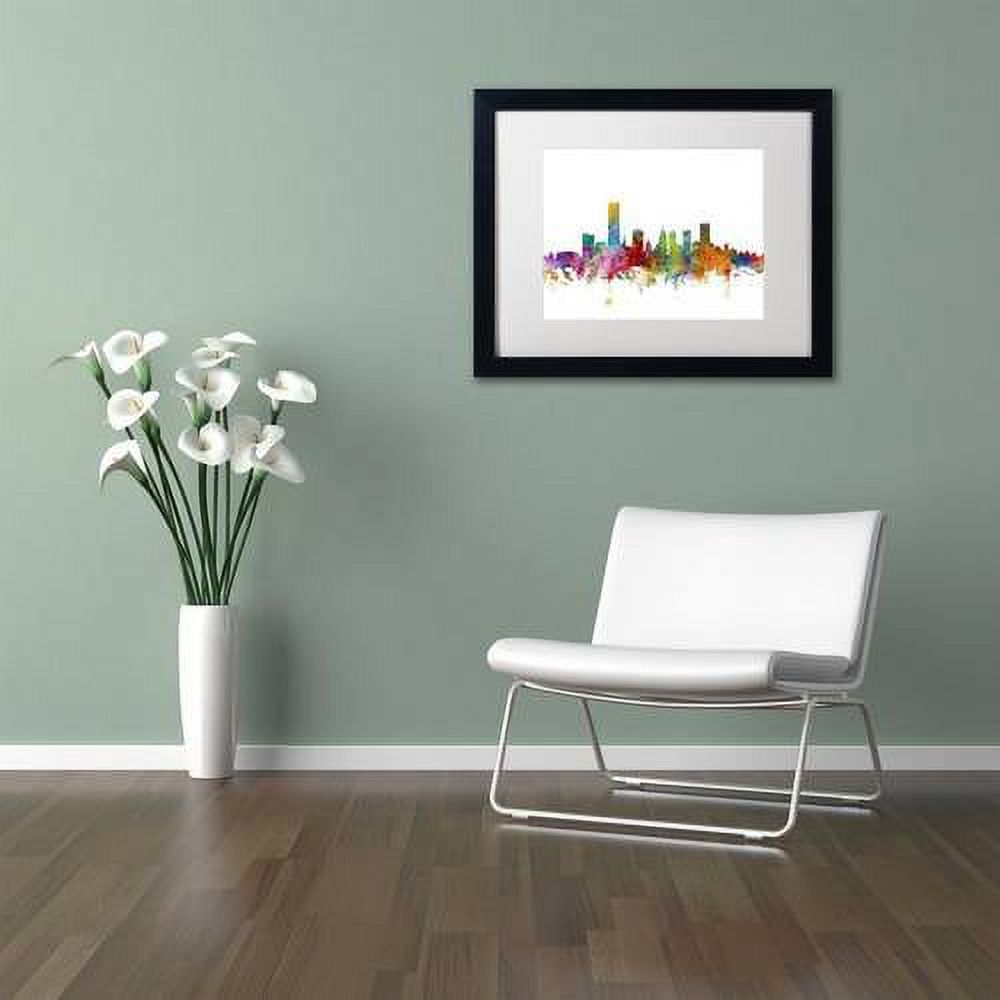 Trademark Fine Art ''Oklahoma City Skyline'' by Michael Tompsett 16" x 20" White Matted Black Frame