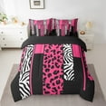 thumbnail image 2 of Erosebridal Leopard Print Bedding Sets Twin Size, Black Pink Comforter Sets with Sheets, Geometry Stripe Decor, Women, 2 of 5