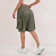 thumbnail image 4 of LWavelet Women's Side Drawstring Cargo Shorts Loose Fit Casual Summer Shorts for Outdoor Daily Army Green M, 4 of 7