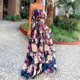 thumbnail image 1 of 2PCS Chiffon Floral Print Crop Top Maxi Falda Volantes Cintura alta Boho Holiday Sexy Vestido Irfora Falda corta, 1 of 7