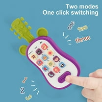 KOYPTL Simulation Baby Educational phone Toy with Music Sounds Guitar Shaped for Toddler Kids 3-6-8-12 Months,12-Mode Learning Smart Phones Soothing Gift for Christmas Stocking Stuffers Birthday