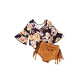 thumbnail image 7 of Seyurigaoka Toddler Baby Girl Jumpsuit 2PCS Outfit Sets, Pagoda Long Sleeve Pullover Top Shirt, Khaki Tassel Pants For Spring, Autumn, 7 of 7