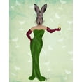 thumbnail image 2 of Fab Funky 20x24 White Modern Wood Framed Museum Art Print Titled - Rabbit Green Dress, 2 of 4