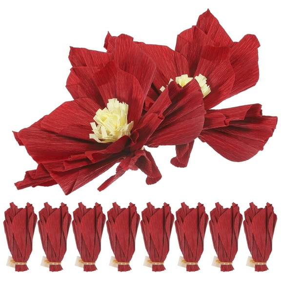10 Pcs Crepe Paper Bouquet Plant Rack Plants Mini Bowling Porcelain Soap Dish Baby Mother Red