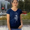 thumbnail image 4 of Sugar Skull Lace Women's V-Neck T-shirt Black White Day of the Dead Gothic Beauty Monochrome Dia de Los Muertos Elegant Tee, 4 of 7