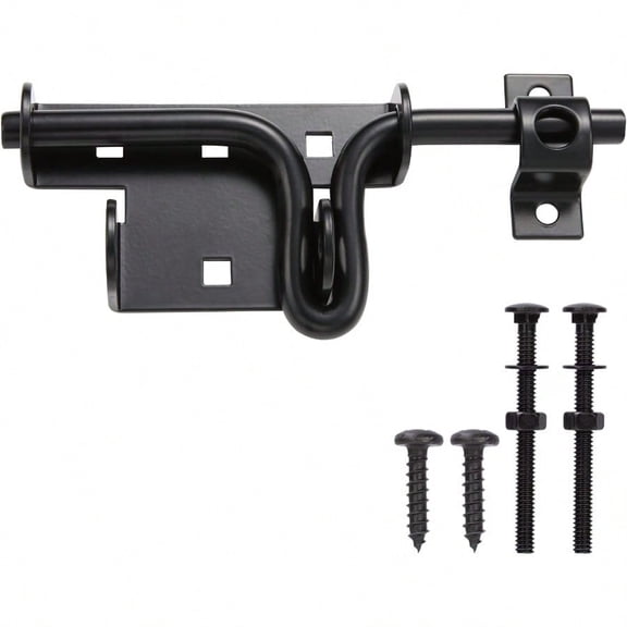 Slide Bolt Gate LatchSliding Bolt Door Lock with Padlock Hole Heavy Duty Hardware Gate Latch for Wooden Fence shed Door Yard Door Barn Door Outdoor Latch Solid Thickened Steel Black