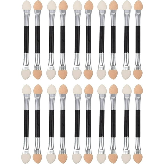 Dual Ended Eyeshadow Brush Set, Professional Makeup Sponge Applicators for Eyeliner, Crease, Eyebrow Blending