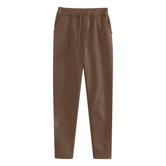 Olyvenn Straight Leg Sweatpants for Women - Fleece Loose Open Bottom Joggers, Casual Loungewear, Fall Clothes Outfits 2025 Brown L