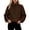 Brown, variant on Women Fuzzy Sherpa Plush Quarter Zip Sweatshirt Sevevn Stand Collar Long Sleeve Side Pocket Oversized Warm Casual Pullover Tops