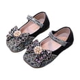 thumbnail image 4 of YHAJDS Girls Pearl Rhinestone Bow Mary Jane Flats Elastic Sequin Ballet Shoes, 4 of 5