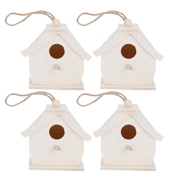 Bird House,4Pcs Mini Hanging Wooden Bird House Nests Cage Ornament Crafts for Garden Courtyard Decor Birdhouses