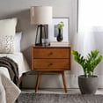 thumbnail image 3 of Walker Edison Mid Century Modern 2 Drawer Nightstand, Caramel, 3 of 13