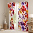 thumbnail image 3 of Feelyou Watercolor Floral Plant Black Out Curtains, Red Purple Flower Curtains Pack of 2 (42x63 Each), Teens Adult Girls Bedroom Curtains, Window Curtains Decor, 3 of 6