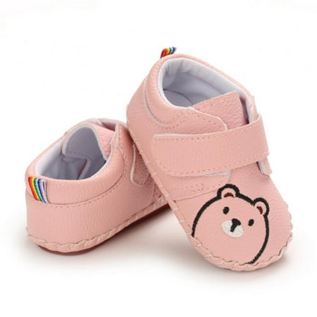 

Baby Boys Girls Pu Leather Hard Bottom Walking Sneakers Toddler Rubber Sole First Walkers Infant Cartoon Slippers Crib Shoes 0-18Months
