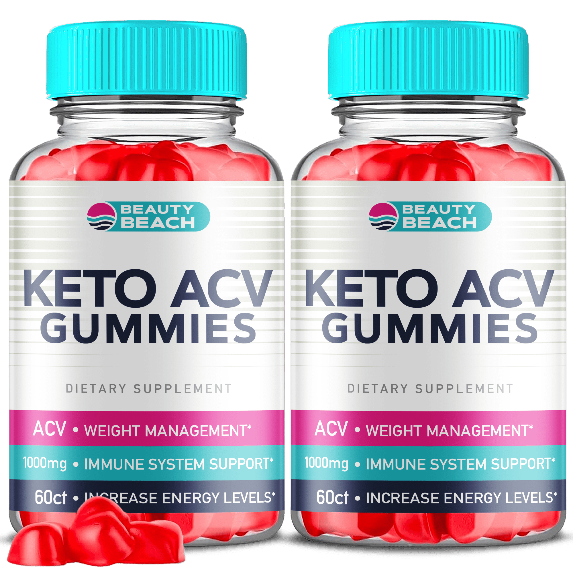 (2 Pack) Beauty Beach Keto ACV Gummies - Apple Cider Vinegar Supplement for Weight Loss - Energy & Focus Boosting Dietary Supplements for Weight Management & Metabolism - Fat Burn - 120 Gummies