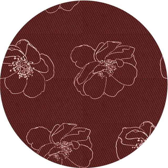 Ahgly Company Tapis de Zone Rond d'Intérieur Lavable à la Machine, Transitionnel, Rouge Brique de Feu, 5 Pieds Rond