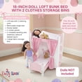 thumbnail image 3 of Emily Rose 18 Inch Doll Furniture Loft Bunk Bed with Doll Clothes Storage Shelves, Bins & Bedding - Fits 15" - 19" Dolls, 3 of 9