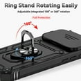 thumbnail image 2 of Allytechgroup Ring Holder Case for iPhone 17 Pro Max with 1 Pack Screen Protector, Military Grade Drop Protection Slide Camera Cover Anti-Scratch Stand Case Support Magnetic Car Mount, Black, 2 of 8