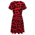 thumbnail image 5 of Animal Print Black Red Leopard Spots Sundress Short Sleeve Dress Summer Women Clothes Dress for Women Dresses, 5 of 7