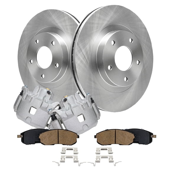 Detroit Axle - Front Brake Kit for 02-06 Nissan Altima 2002-2003 Maxima 2002-2004 Infiniti I35 Disc Brake Rotors Brake Calipers w/Brackets Ceramic Brakes Pads Replacement