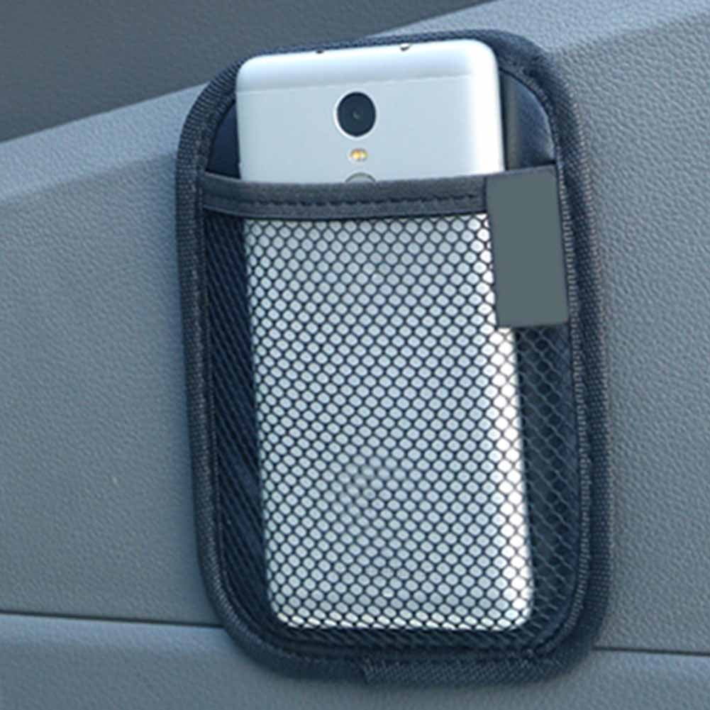 Car Storage Net Pocket Car Inside Car-mounted Mobile Phone Paste Type Net Pocket Black Built-in Cotton Pad For Steering Wheel Instrument Panel Bridge Box Gear Door