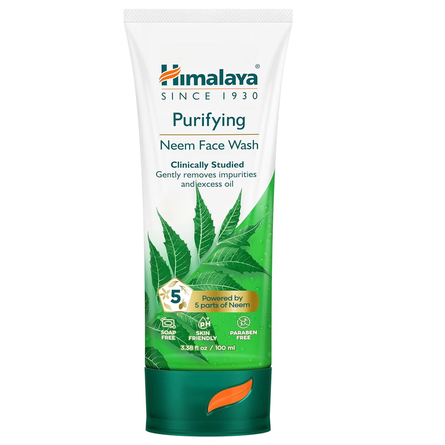 Himalaya Purifying Neem Face Wash with 5 Parts of Neem, 3.38 fl oz (100 ml)