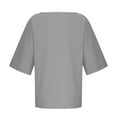 thumbnail image 5 of Diufon Girls Cotton Linen Tops Casual Loose 3/4 Sleeve Pullover Crewneck Shirts Summer Solid Color Blouse, 5 of 6