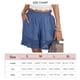 thumbnail image 5 of Pantalones cortos casuales fruncidos, elegantes pantalones cortos sueltos con dobladillo de encaje de poliéster de cintura alta con estilo para el trabajo de oficina Azul XL LHCER 1, 5 of 5