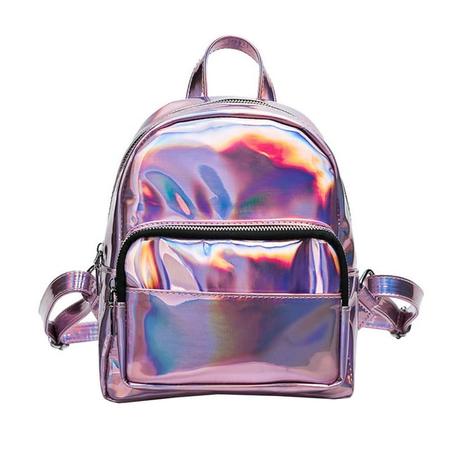 Chic Holographic Backpack Hologram School Shoulder Bag Satchel for Girls (Pink)