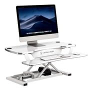 VERSADESK Power Pro Electric Height Adjustable Desk Riser  Sit to Stand Desktop Converter with Keyboard + Mouse Tray, Steel Frame | 36" x 24" (White)