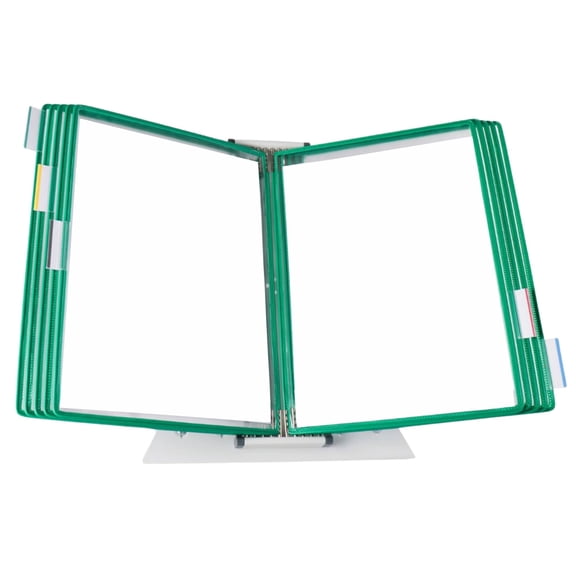 Djois® Desktop Display System, Durable Steel Wire Frames, Letter-Size, 10 Pockets, Green