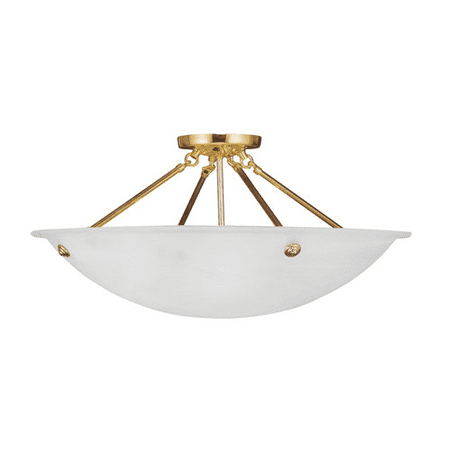 

Semi Flush Mounts 4 Light With White Alabaster Glass Polished Brass size 24 in 300 Watts - World of Crystal