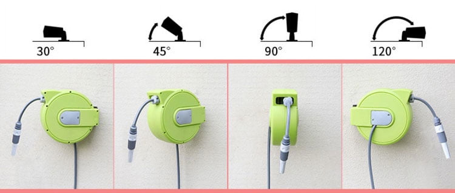 Retractable Garden Hose Reel 50 ft x 3/8 inch, 120° Swivel Bracket Wall-Mounted, for balcony, garden and yard.