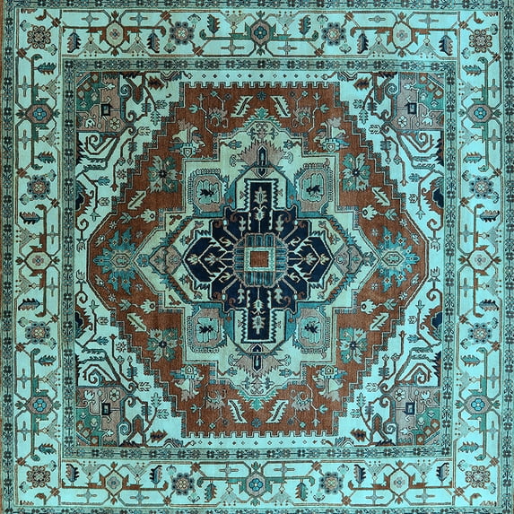 Ahgly Company Indoor Square Persian Light Blue Traditional Area Rugs, 8' Square