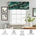 thumbnail image 4 of Rod Pocket Window Valances Abstract Marble Stone Texture Short Kitchen Curtains Green Gold Striped Window Treatment Drapes for Bedroom Bathroom Living Room 60x18In,1 Panel, 4 of 9