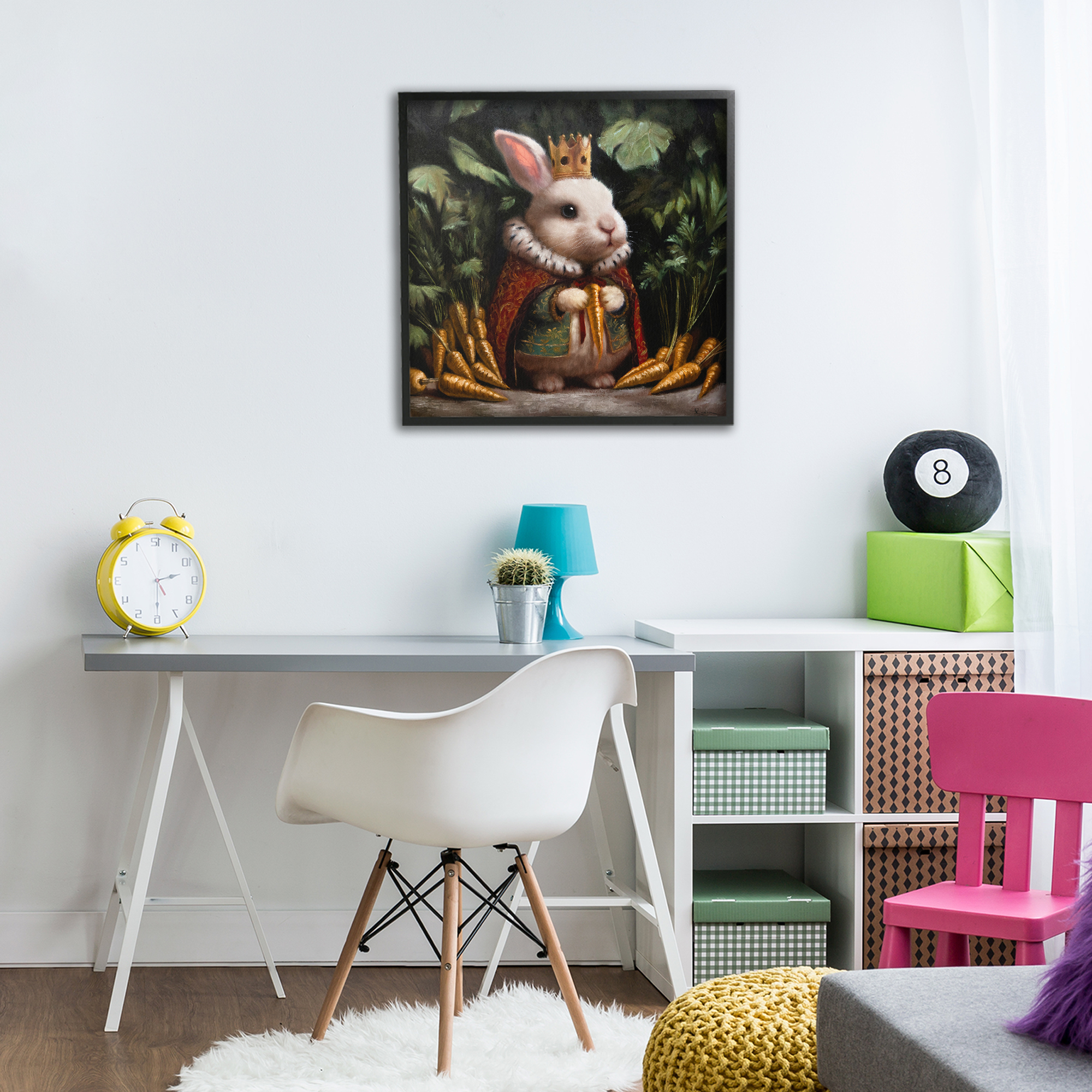 Stupell Industries Carrot Gold Royal Rabbit Black Framed Giclee Art, design by Lucia Heffernan