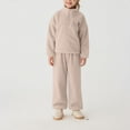 thumbnail image 2 of Girls 2-Piece Winter Clothes Warm Soft Fleece 1/4 Zip Pullover Sweater Top and Joggers Pant Sets Kids Tracksuits (5 Years, Khaki), 2 of 6
