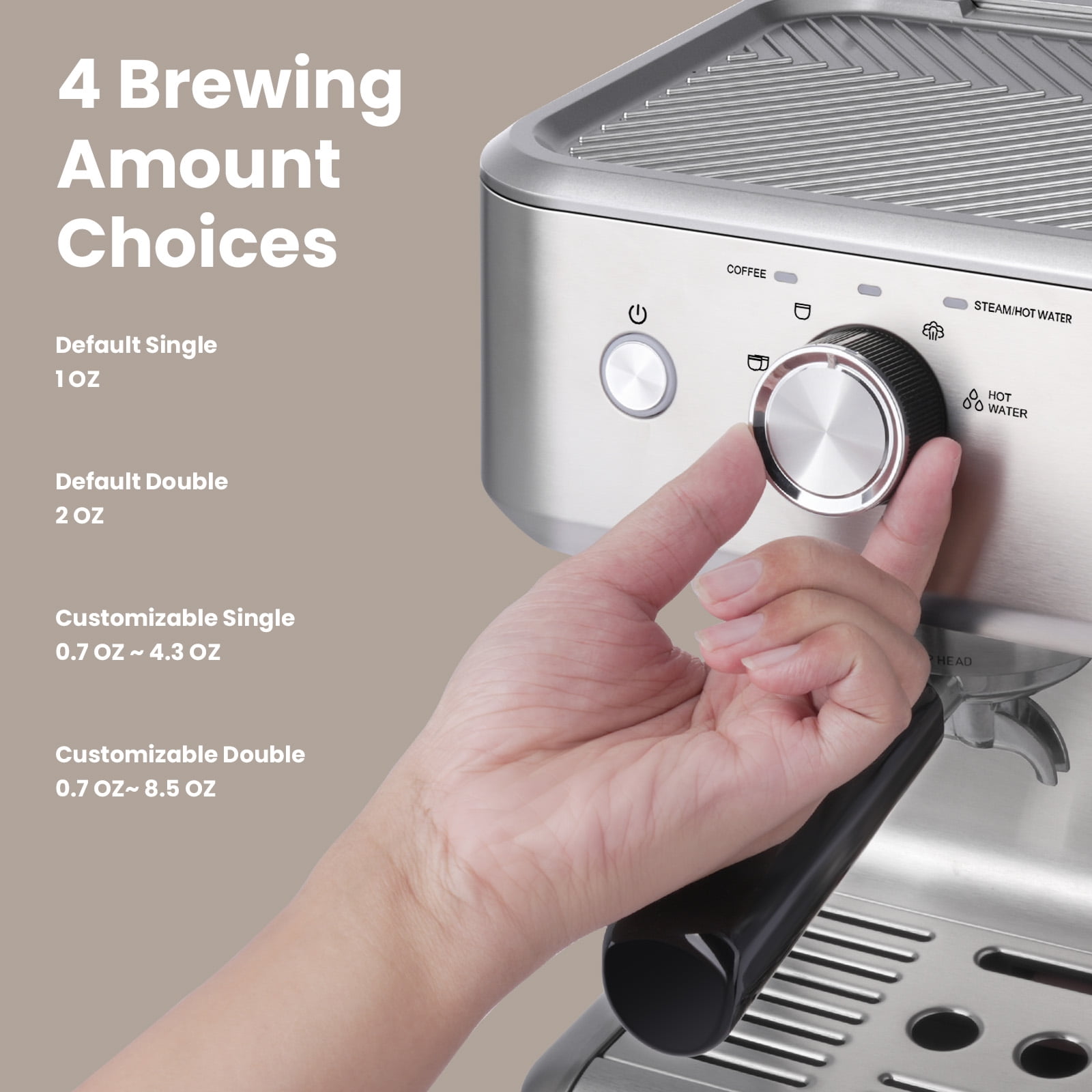 GEVI Espresso Machine Cafe Steam Maker，stainless steel