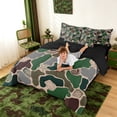 thumbnail image 4 of Manfei Camouflage Seashell Starfish Silhouette Twin Bedding Sets for Kids Boys and Girls, Green Gray Bedding Comforter Set, Black Reversible 7-Piece, 4 of 6