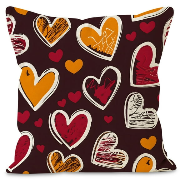 Decorative Throw Pillow Cover with Colorful Heart Pattern Soft, Durable, 18x18 Inch, Perfect for Home Decor