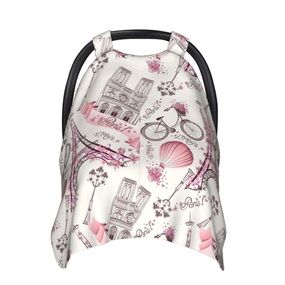 Car Seat Cover Baby - Eiffel Tower Artistic Breathable Infant Car Seat Cover for Baby Carseat, Lightweight Comfort Baby Essentials Must Haves Newborn Stuff for Girl Boy