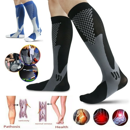 

2 Pairs Compression Socks for Men & Women Knee High 15-30mmHg Black 2XL