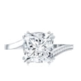 thumbnail image 5 of Rosec Jewels Certified Moissanite Princess Cut Engagement Ring 3 Carat - Designer Bypass Ring for Women - 8 mm - D-VS1 Quality, 18K White Gold, US 9.50, 5 of 9