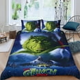 thumbnail image 2 of El Grinch Conjunto de sábanas temático, trío de piezas, cómodo y amigable con la piel, diseño único, regalo de decoración para el hogar para familiares, amigos y fans,135cm *200cm, 2 of 6